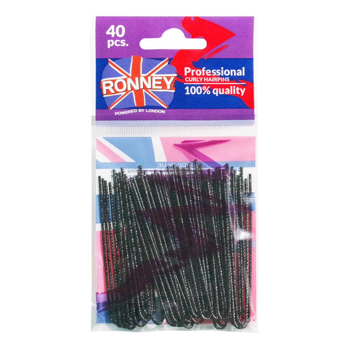 Ronney Kokówki Hair Slides Black fryzjerskie karbowne 070/40 Czarne 40szt