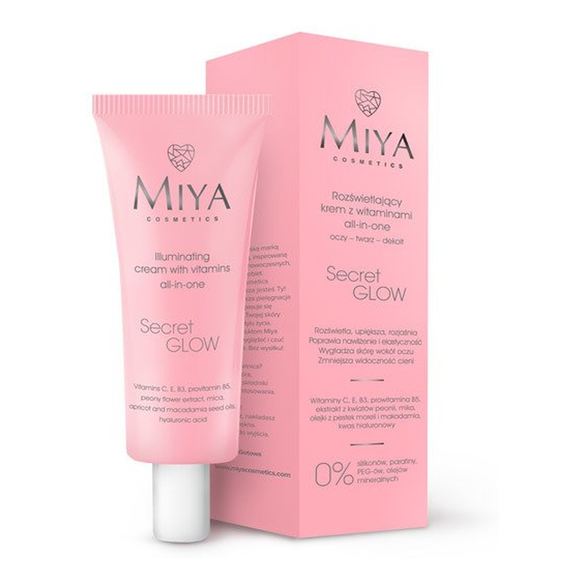 Miya Cosmetics Secret Glow rozświetlający krem z witaminami oczy twarz dekolt 30ml