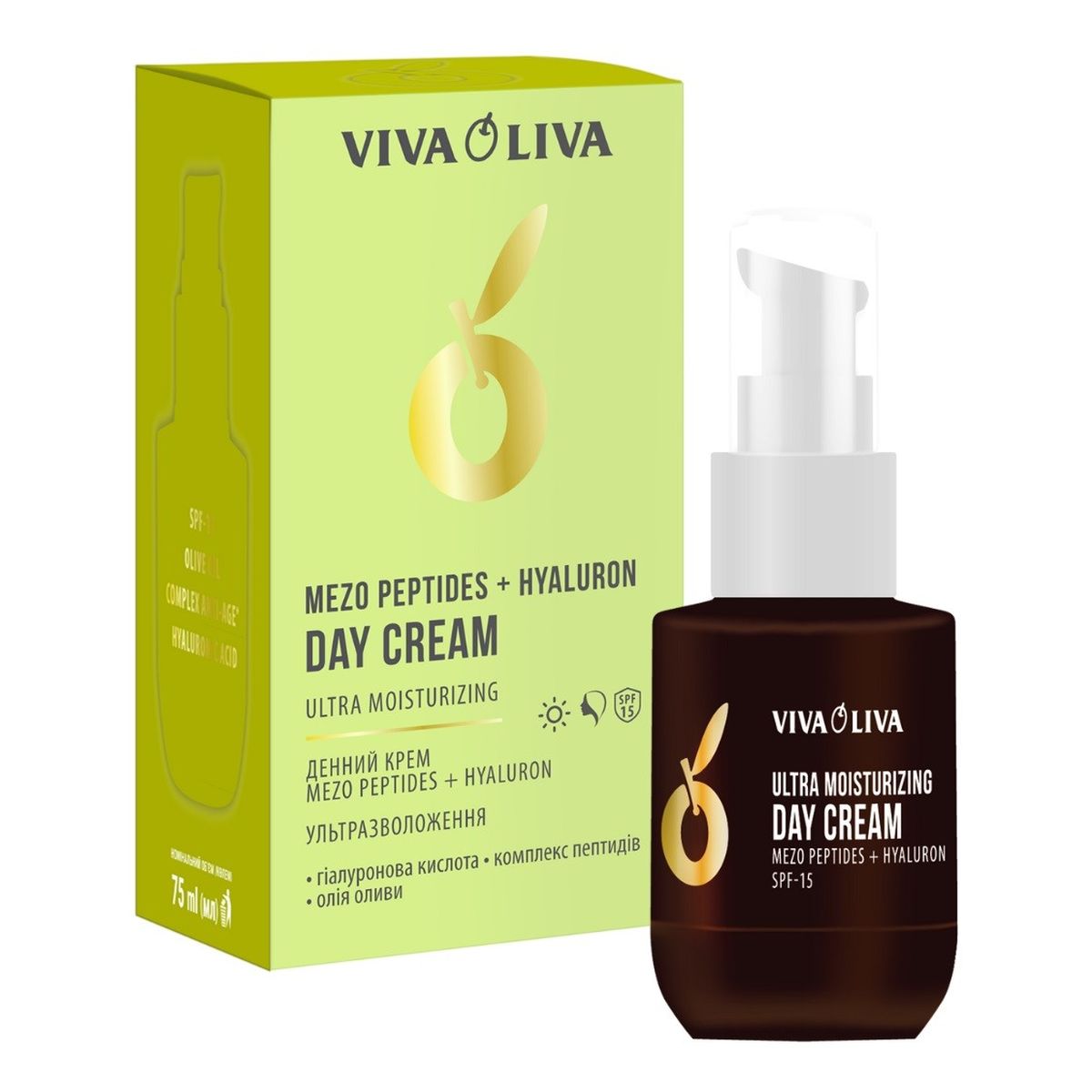 Energy of Vitamins VIVA OLIVA Krem do twarzy mezo peptydy+hialuron ultra nawilżanie-na dzień (spf15) 75ml