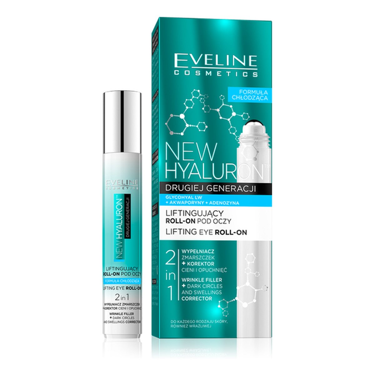 Eveline New Hyaluron Liftingujący Roll-On Pod Oczy 2w1 15ml
