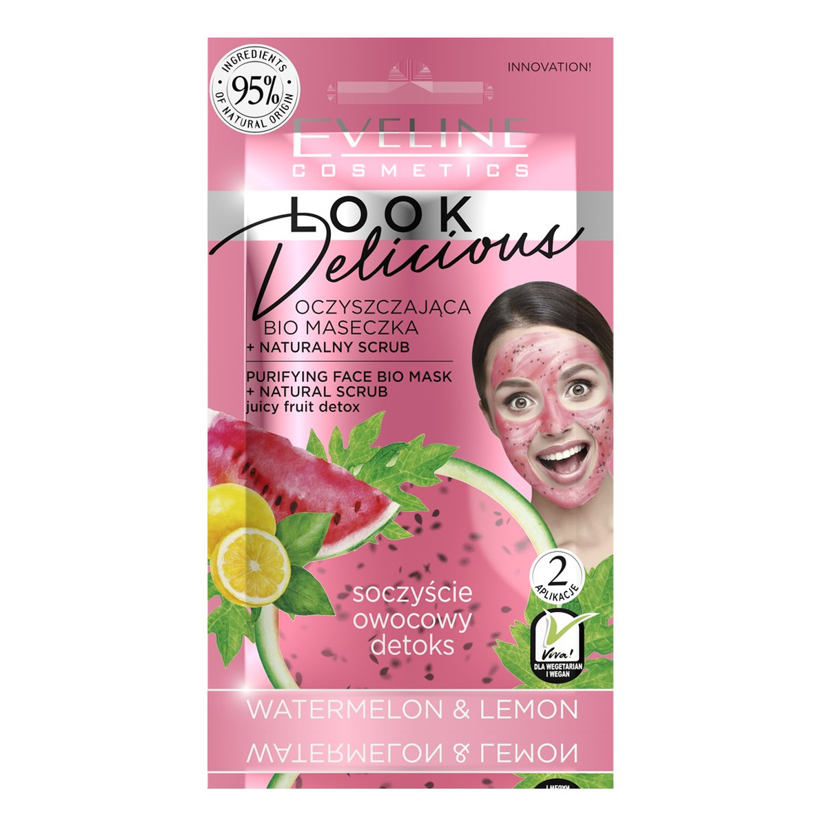 Eveline Look Delicious Oczyszczająca Bio Maseczka + naturalny scrub - Watermelon & Lemon 10ml