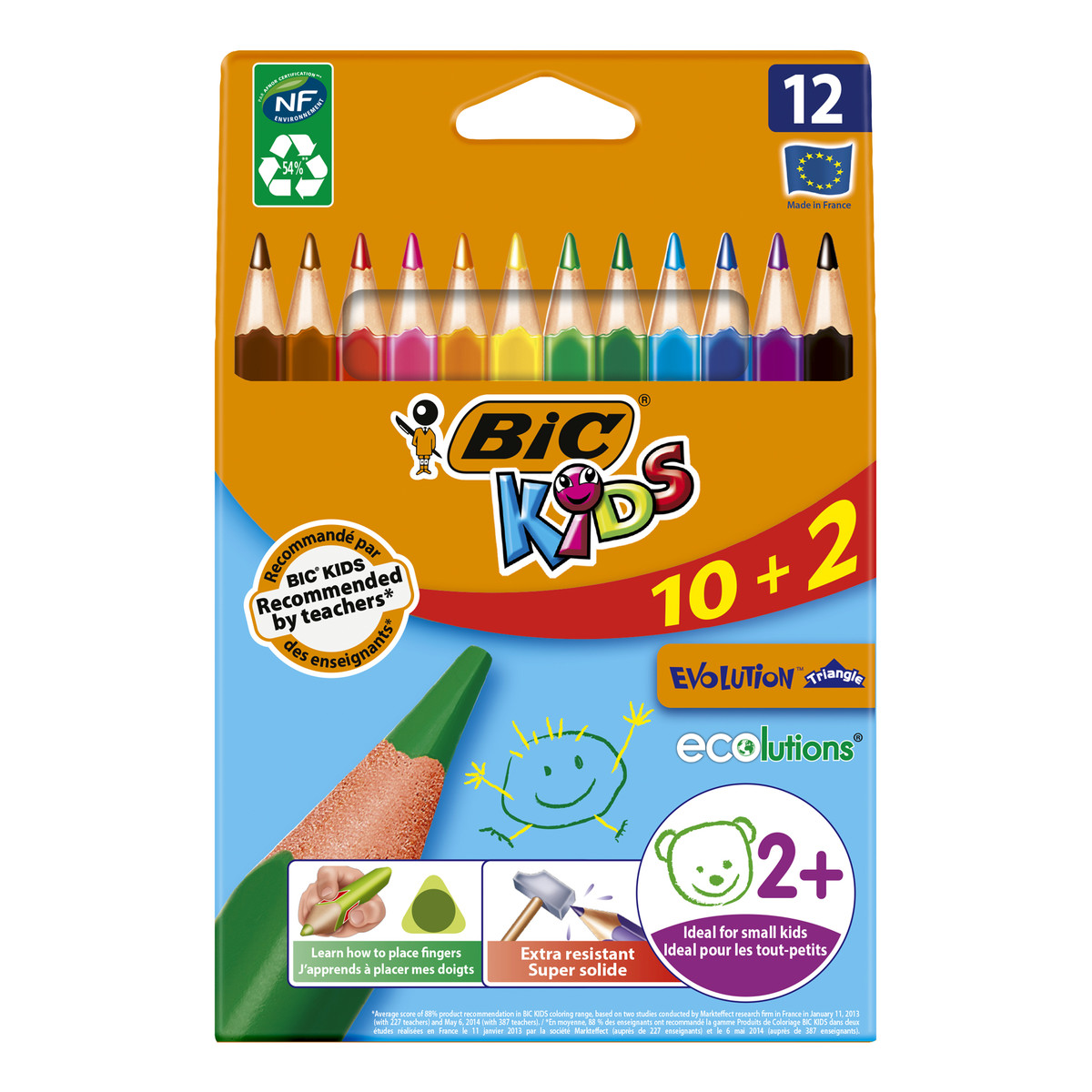 Bic Kids Evolution Kredki o trójkątnym kształcie 12 kolorów