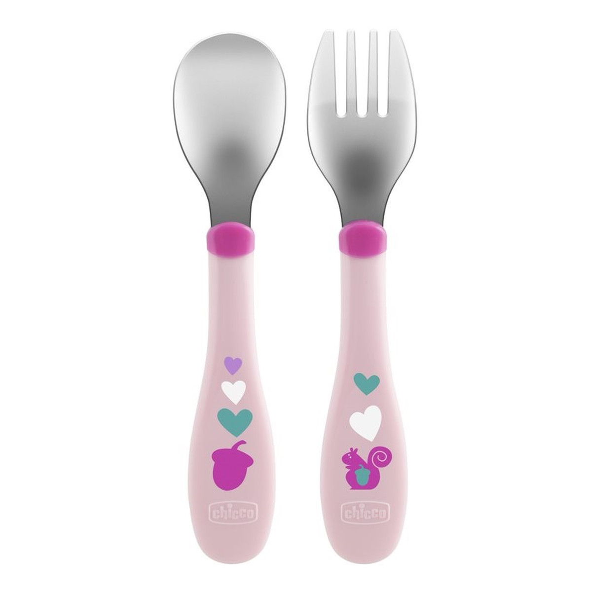 Chicco Metal cutlery sztućce metalowe 18m+ różowe