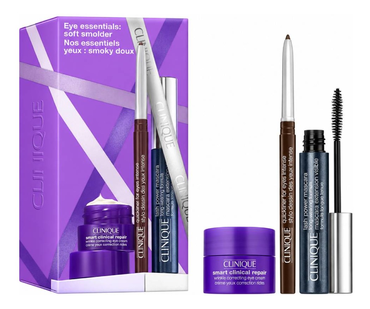 Eye Essentials: Soft Smolder zestaw tusz do rzęs 6ml + eyeliner w kredce 0.14g + krem pod oczy 5ml