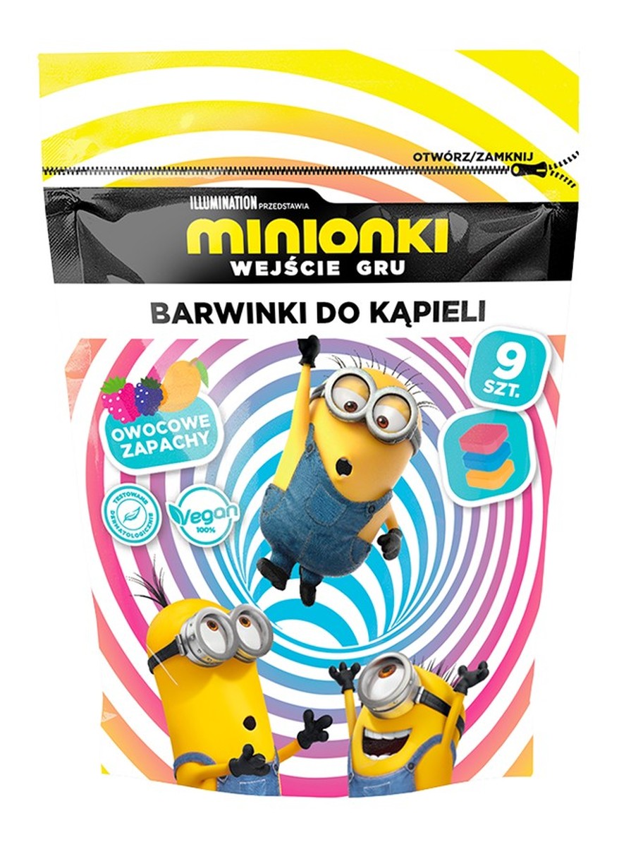 Kids minionki pastylki koloryzujące do kąpieli 9 x 16g