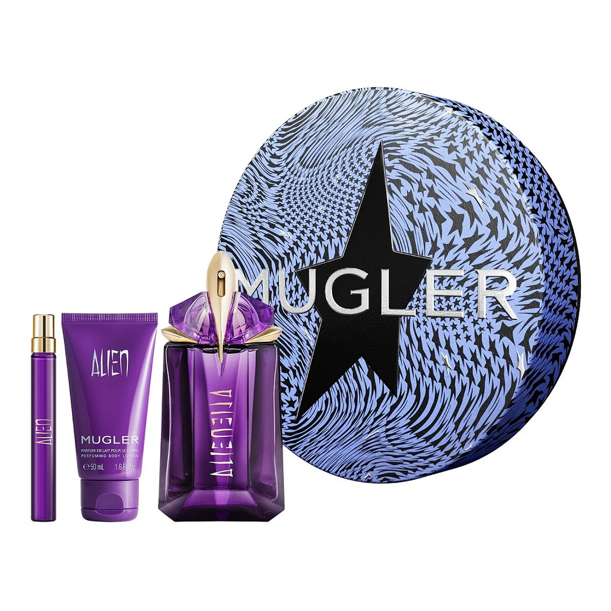 Thierry Mugler Alien Zestaw woda perfumowana spray 60ml + balsam do ciała 50ml + miniatura wody perfumowanej 10ml