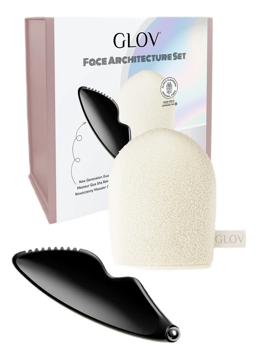 Zestaw nowoczesny masażer gua sha + rękawiczka do demakijażu i oczyszczania