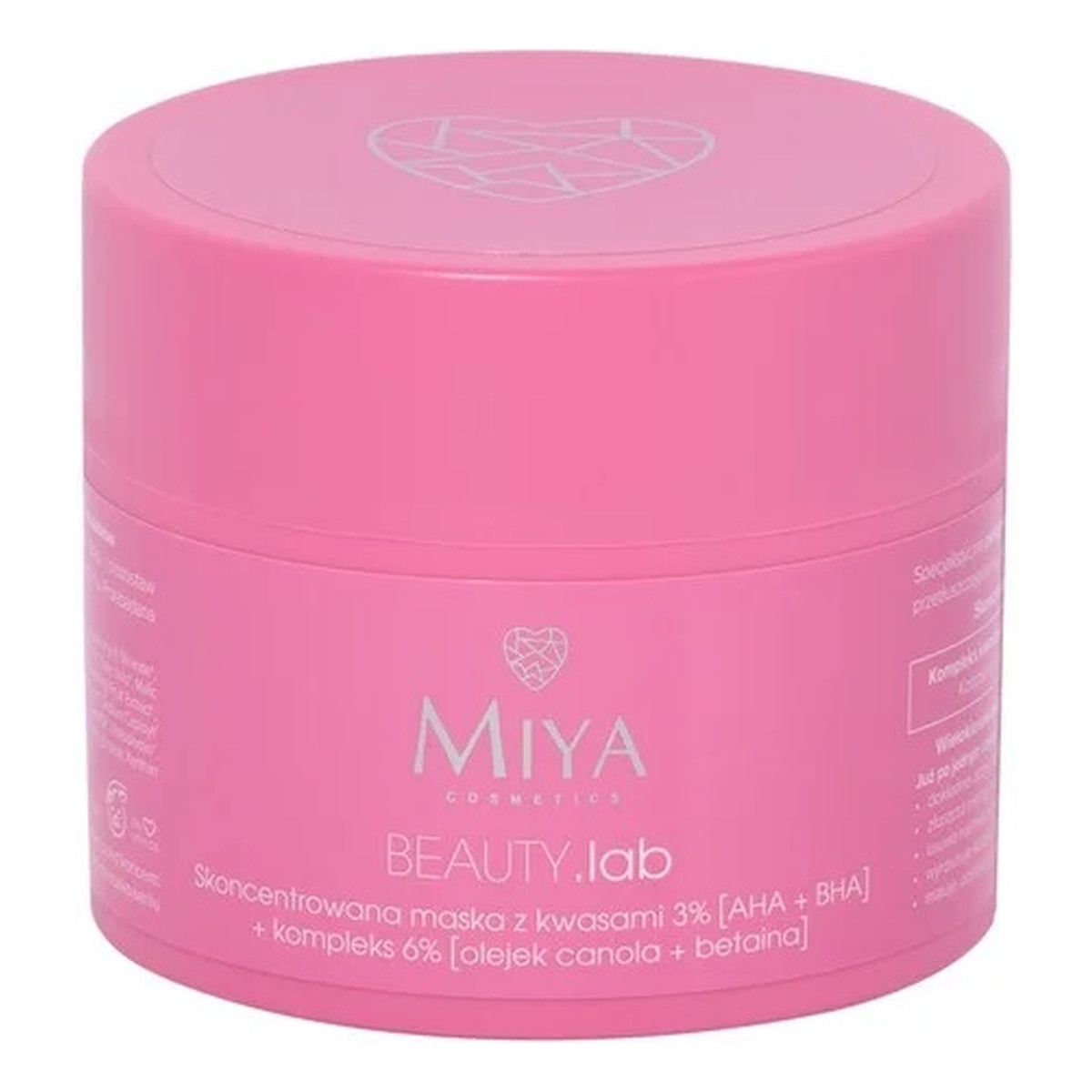 Miya Cosmetics Beauty lab skoncentrowana maska z kwasami 3% [aha + bha] + kompleks 6% [olejek canola + betaina] 50g