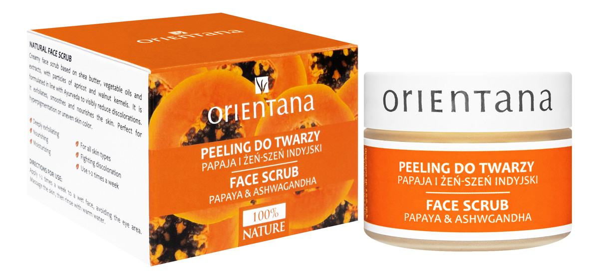Naturalny kremowy peeling do twarzy papaja i żeń-szeń indyjski