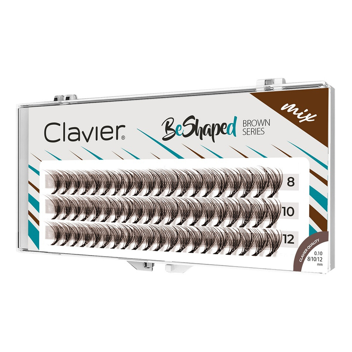 Clavier Beshaped brown kępki rzęs skręt b 10d mix 8/10/12mm