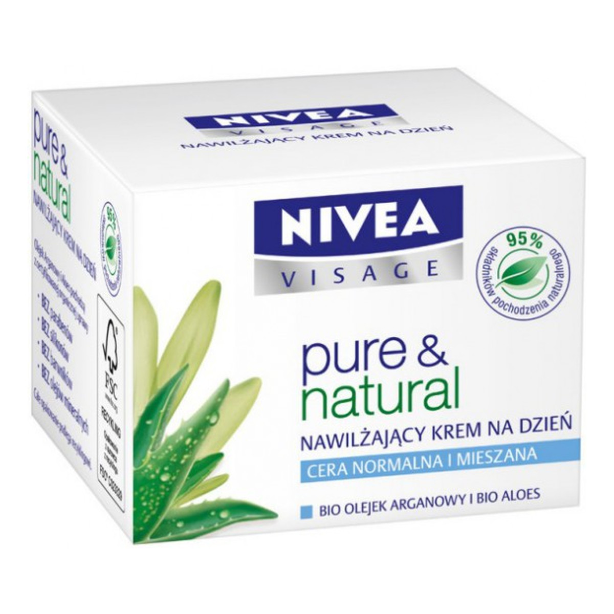 Nivea Visage Krem Nawilżający Na Dzień Pure & Natural Skóra Normalna I Mieszana 50ml