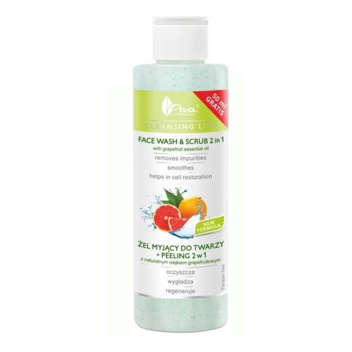 Ava Laboratorium Żel myjący do twarzy + peeling 2w1 z naturalnym olejkiem grapefruitowym 200ml