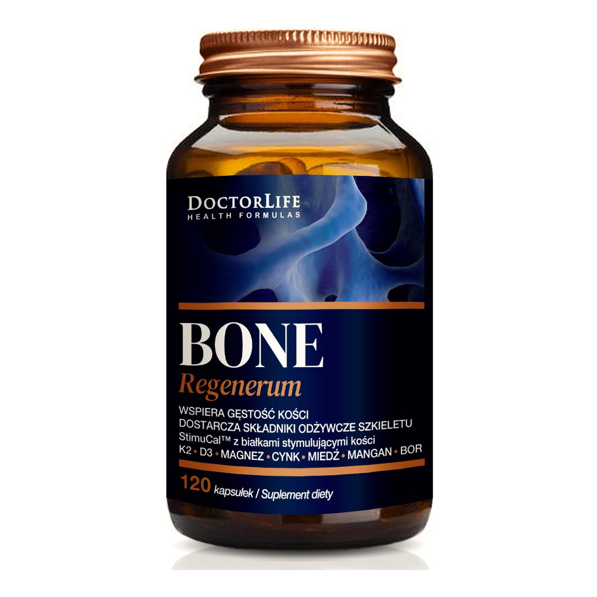 Doctor Life Bone regenerum zaawansowany kompleks wapnia suplement diety 120 kapsułek