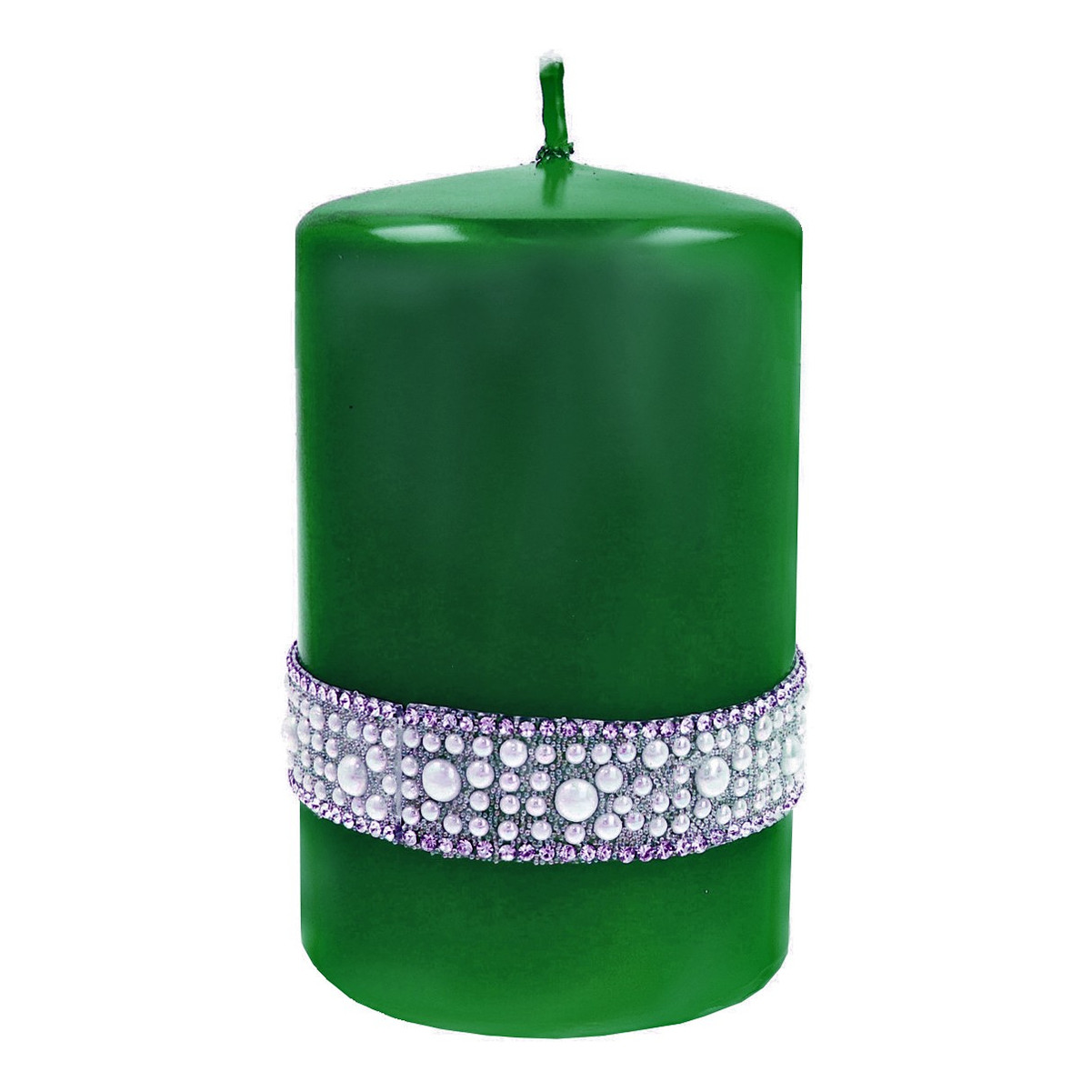Artman Candles Świeca ozdobna Crystal Opal Pearl zielona - walec mały