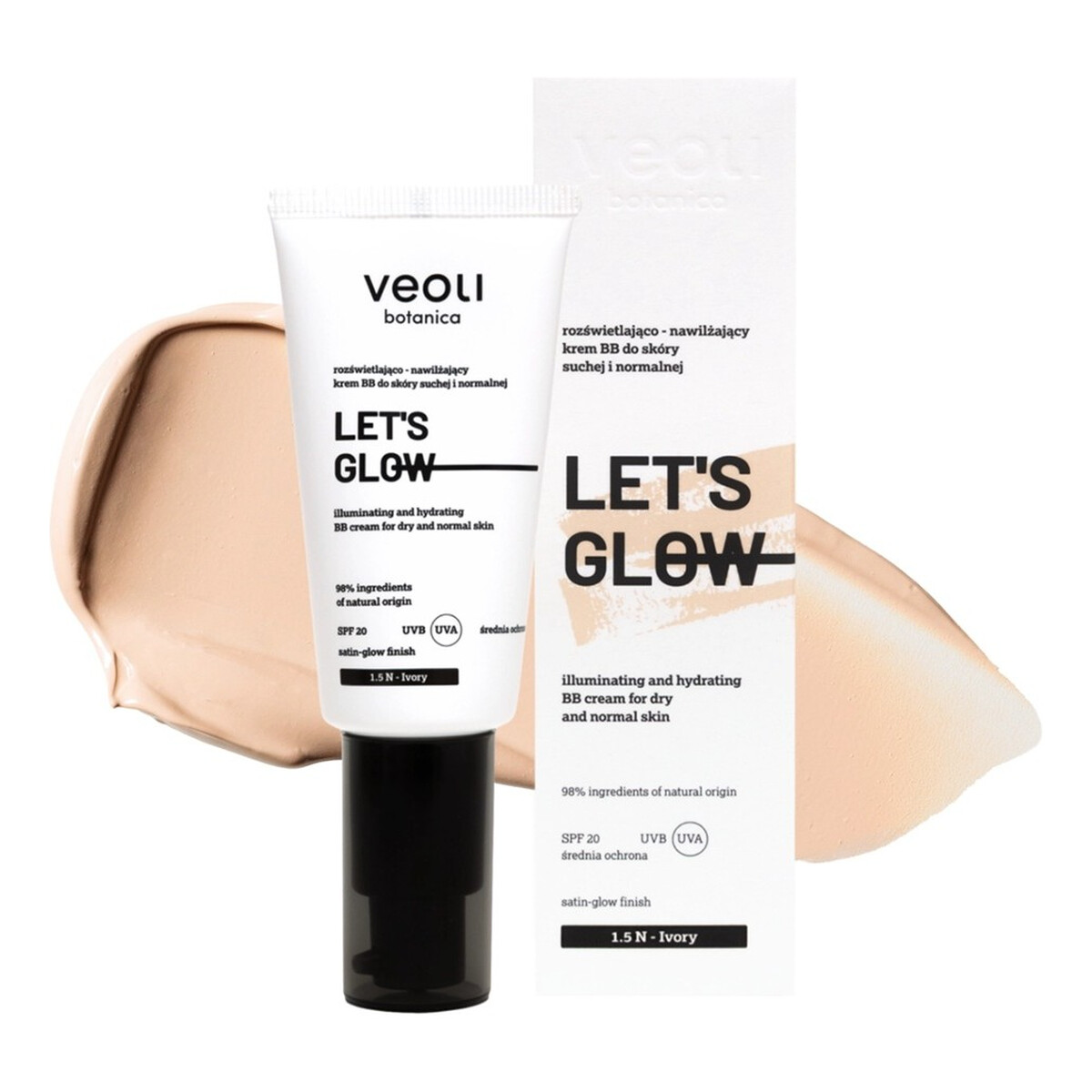 Veoli Botanica Let's Glow rozświetlająco-nawilżający Krem bb do skóry suchej i normalnej 2.0 w vanilla 30ml