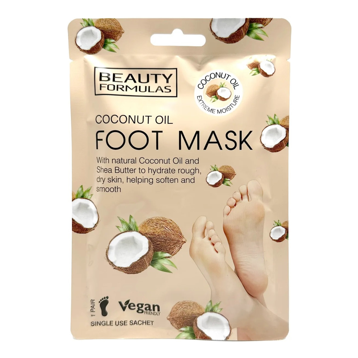 Beauty Formulas Foot mask zmiękczająca maska do stóp coconut oil 1 para