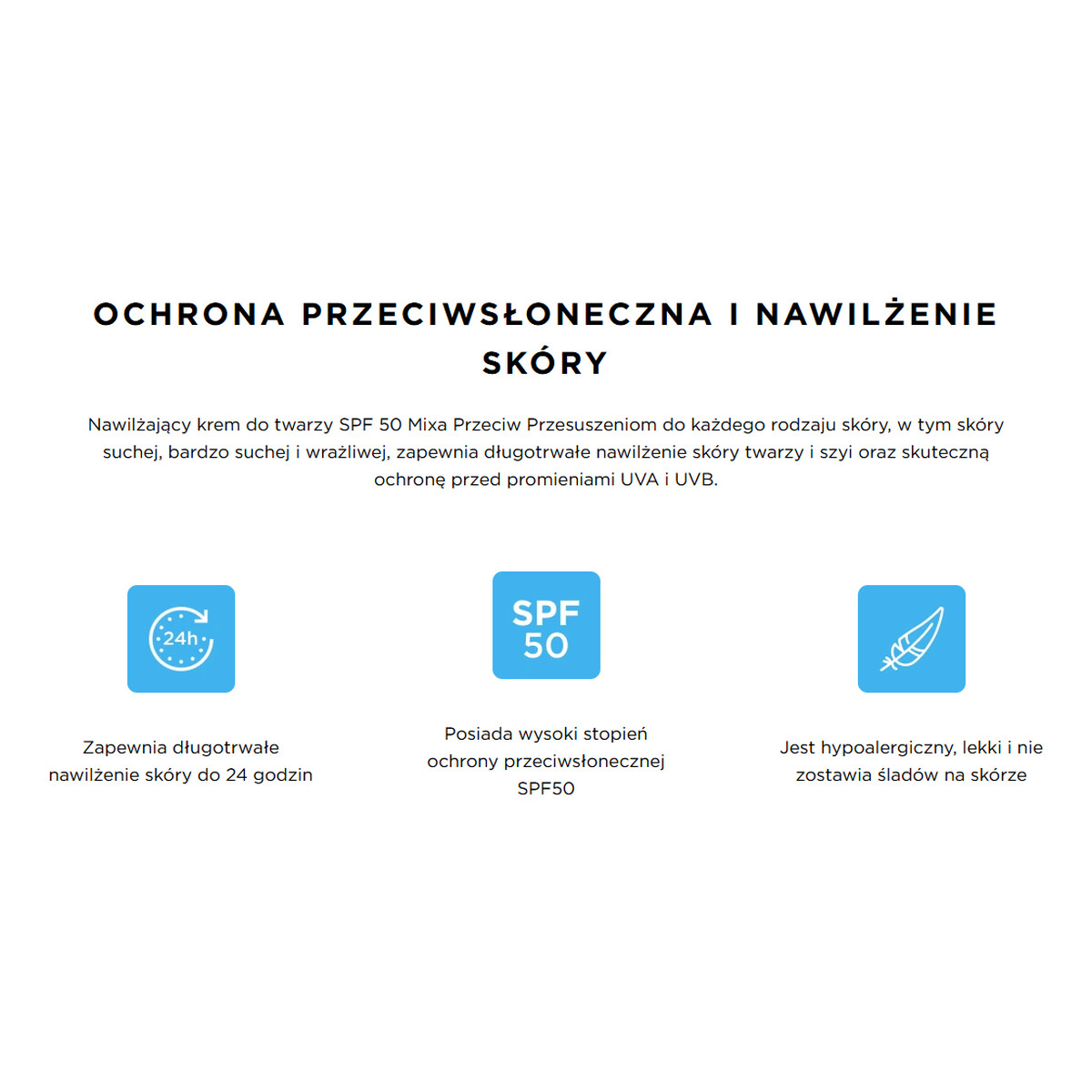 Mixa Krem nawilżający na dzień spf50 50ml