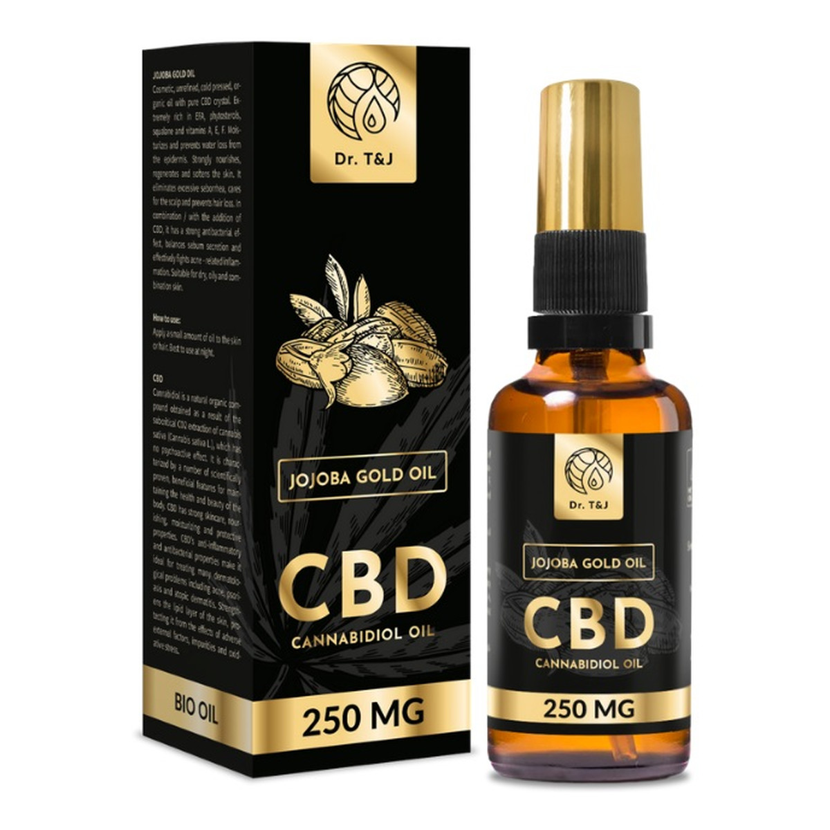 Dr. T&J Jojoba Gold Oil naturalny olej jojoba BIO + CBD 250 MG 50ml