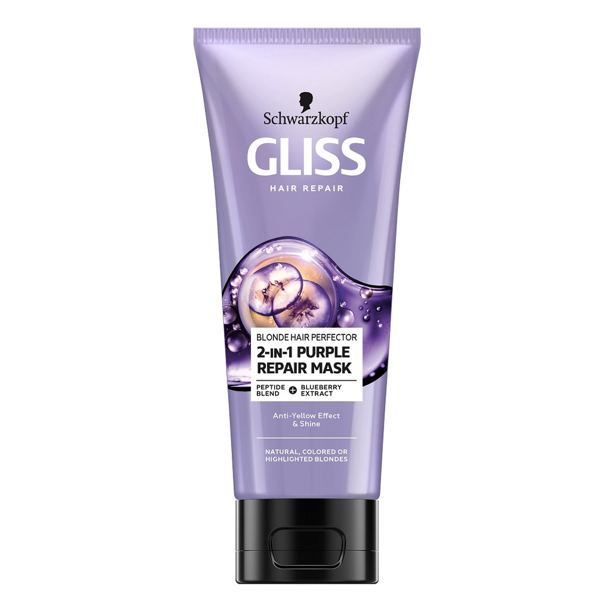 Gliss Blonde Hair Perfector 2-in-1 Purple Repair Mask Maska do naturalnych farbowanych lub rozjaśnianych blond włosów 200ml