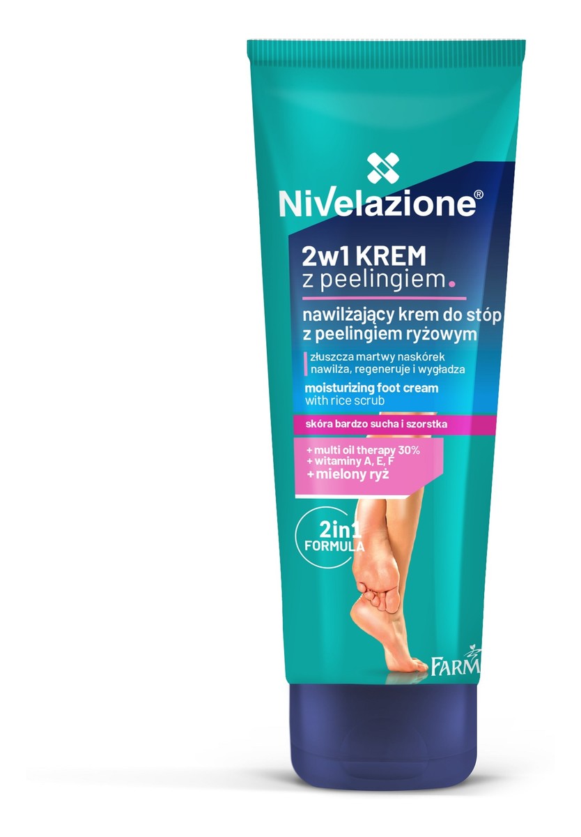 Nawilżający Krem do stóp 2w1 z peelingiem ryżowym