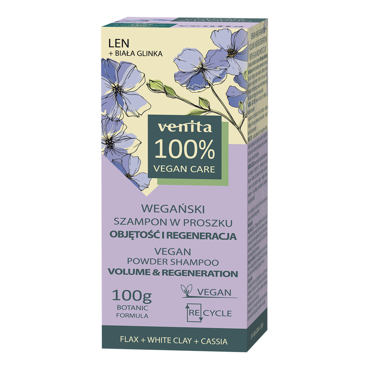 Venita Vegan Care Wegański szampon w proszku objętość i regeneracja - len 100g
