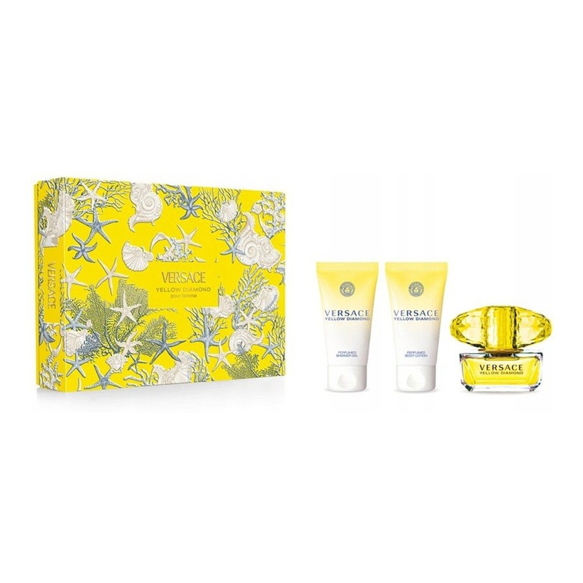 Versace Yellow Diamond Zestaw woda toaletowa spray 50ml + żel pod prysznic 50ml + balsam do ciała 50ml