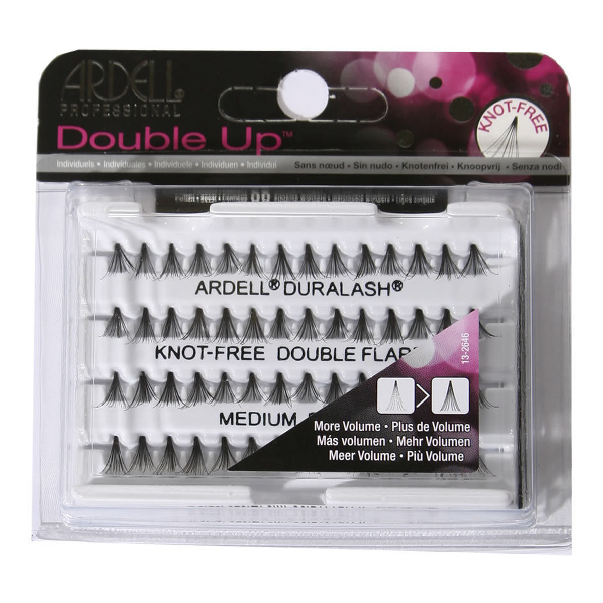 Ardell Duralash Natural Knott-Free Medium Black Double Kępki Rzęs Bezwęzełkowe Średnie Gęste Czarne 56szt.