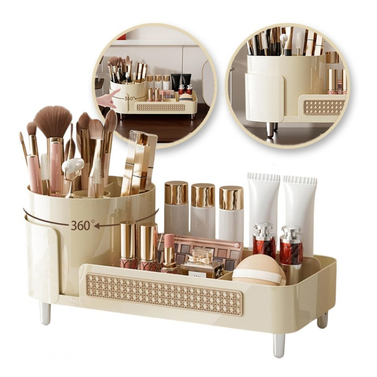 Ecarla Organizer na pędzle kosmetyki-obrotowy plecionka wiedeńska cb75k