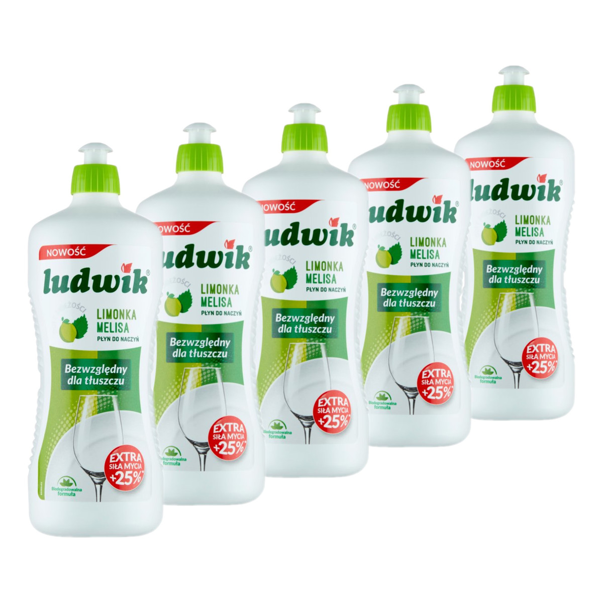 Ludwik Płyn do mycia naczyń Limonka i Melisa 5x900g