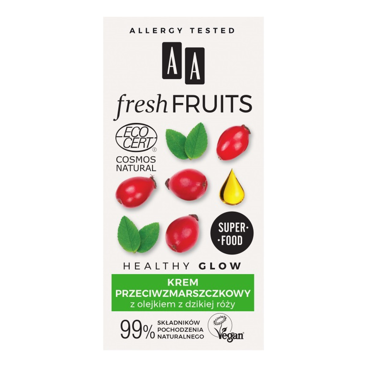 AA Fresh Fruits krem przeciwzmarszczkowy z olejkiem z dzikiej róży 50ml