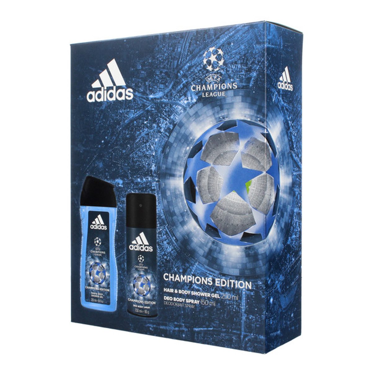 Adidas UEFA Champions League Zestaw prezentowy (DEZODORANT 150ML+ŻEL pod prysznic 250ML)