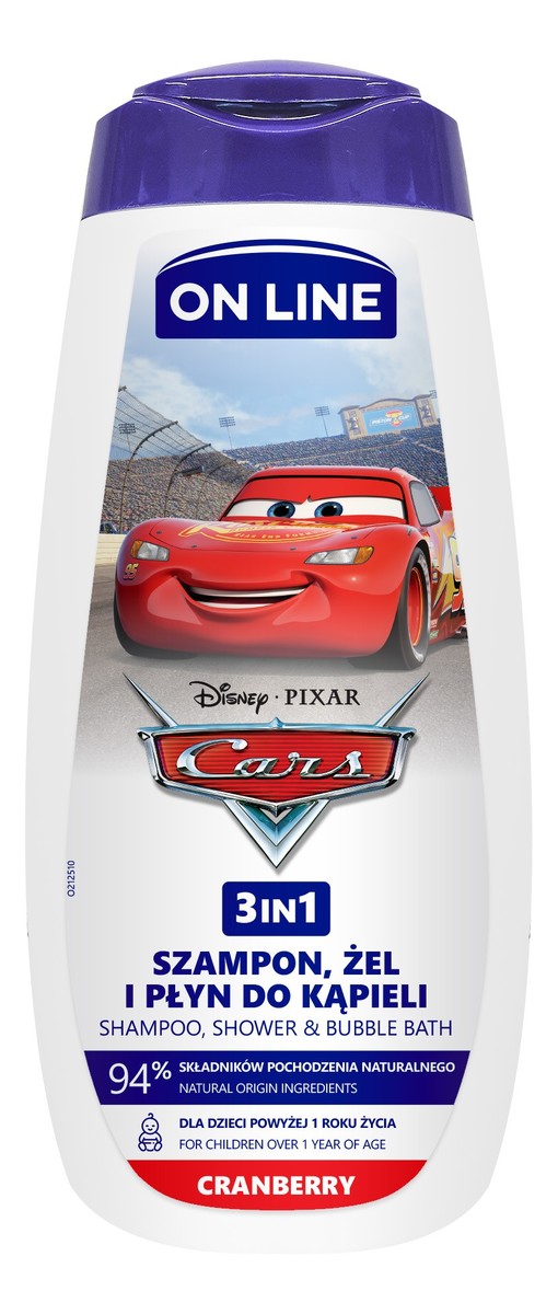 Żel pod prysznic 3w1 dla dzieci Cars - Cranberry