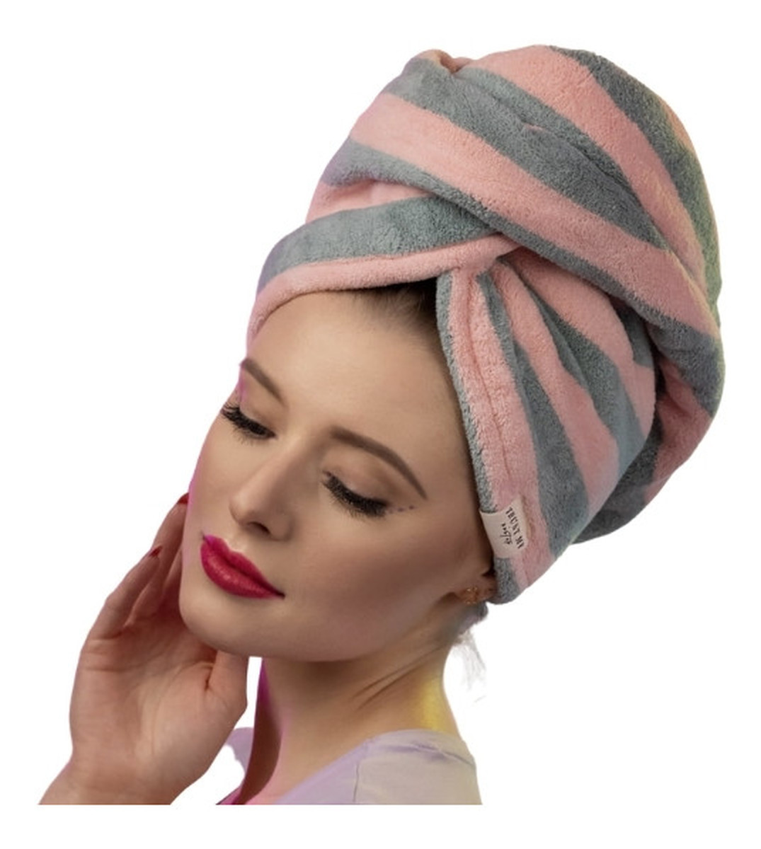 Ręcznik do włosów z mikrofibry Pink + Grey