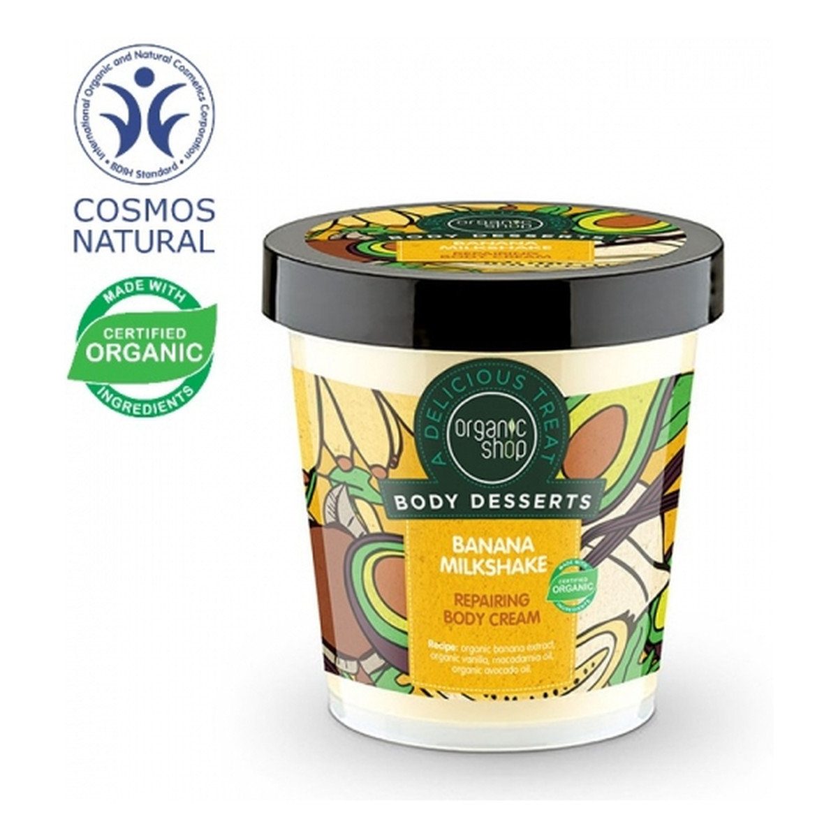 Organic Shop Bananowy Koktail Body Desserts Odbudowujący Krem Do Ciała 450ml