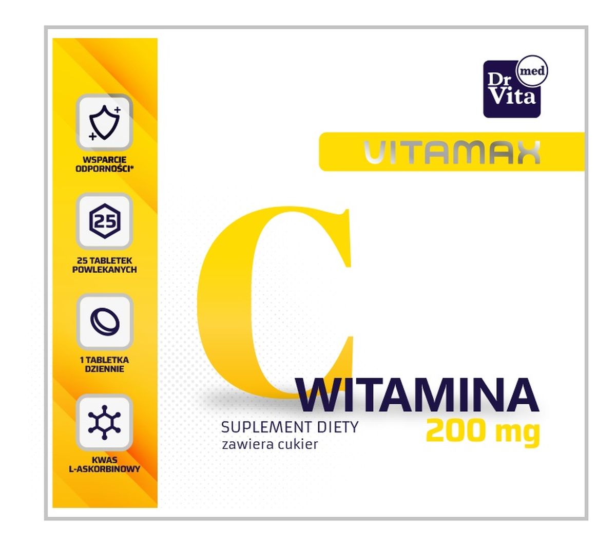 Vitamax witamina c 200 mg suplement diety 25 tabletek powlekanych
