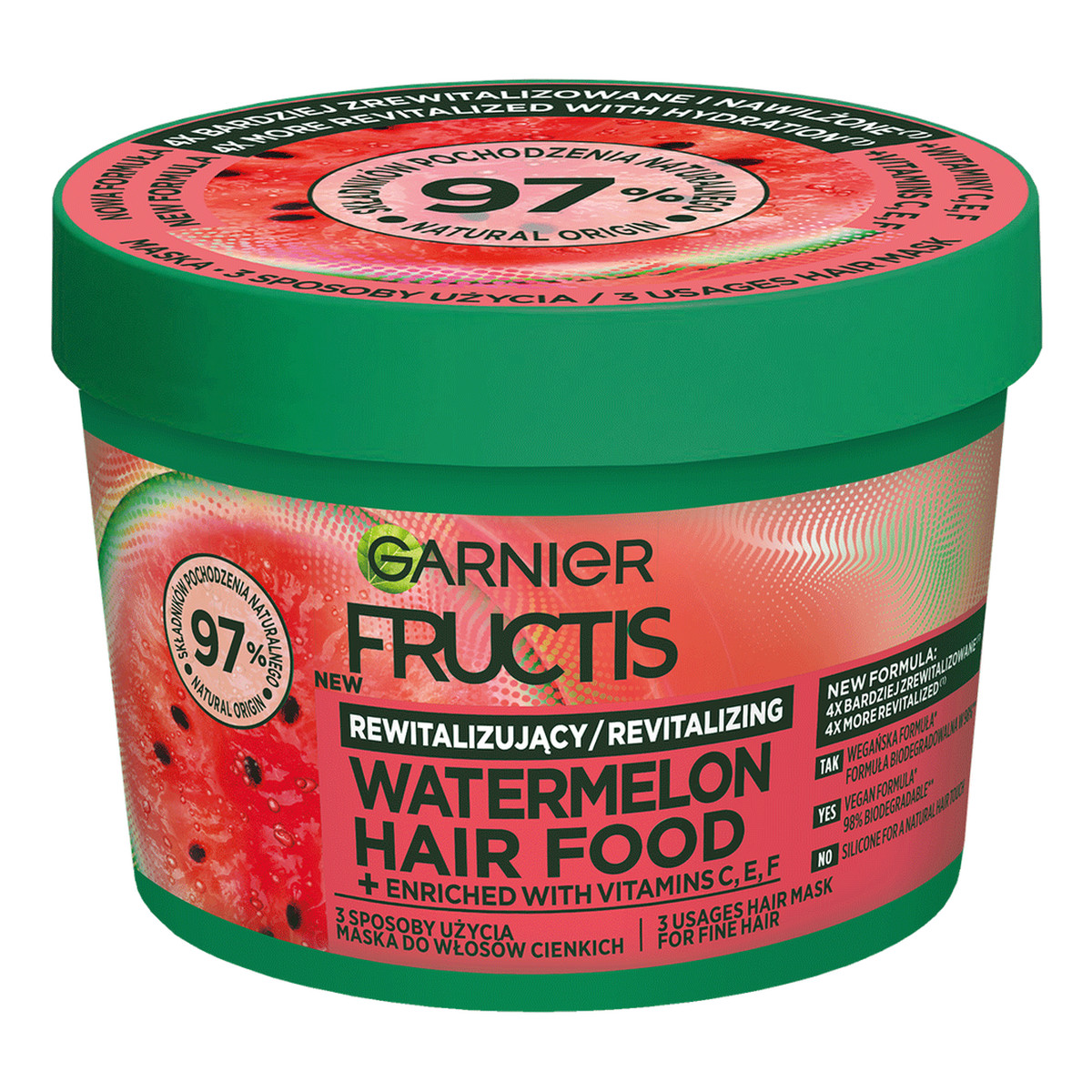 Garnier Fructis Watermelon Hair Food Rewitalizująca maska do włosów cienkich 400ml