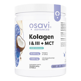 Kolagen I & III + MCT suplement diety w proszku Kokos