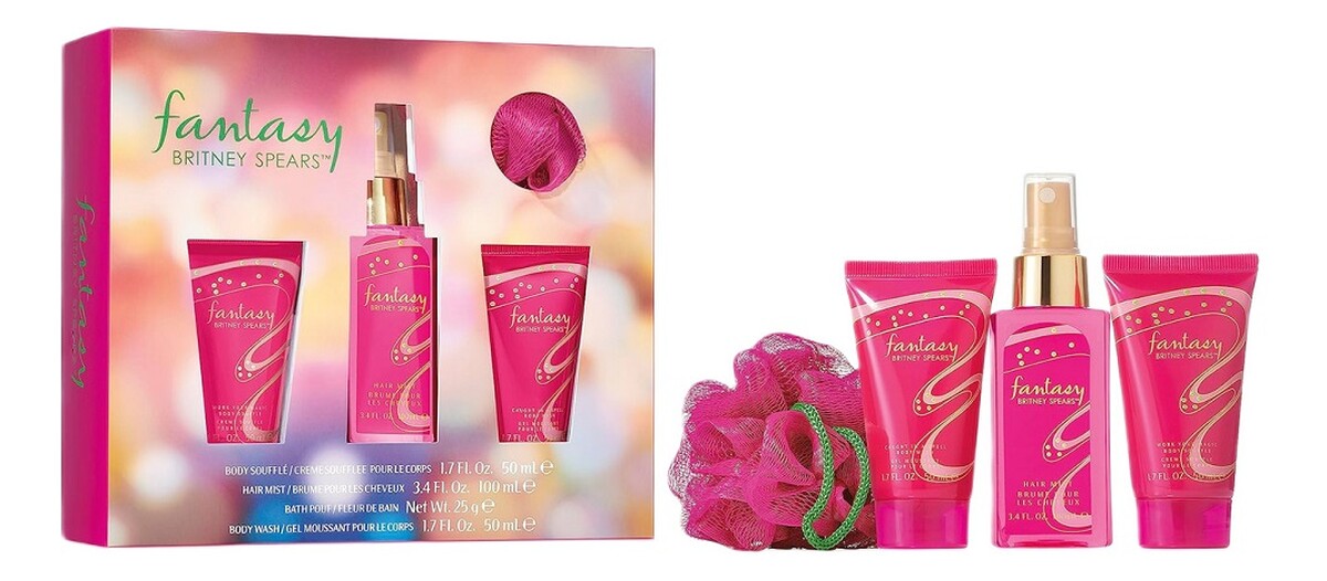 Zestaw mgiełka do ciała 100ml + balsam do ciała 50ml + żel pod prysznic 50ml + myjka