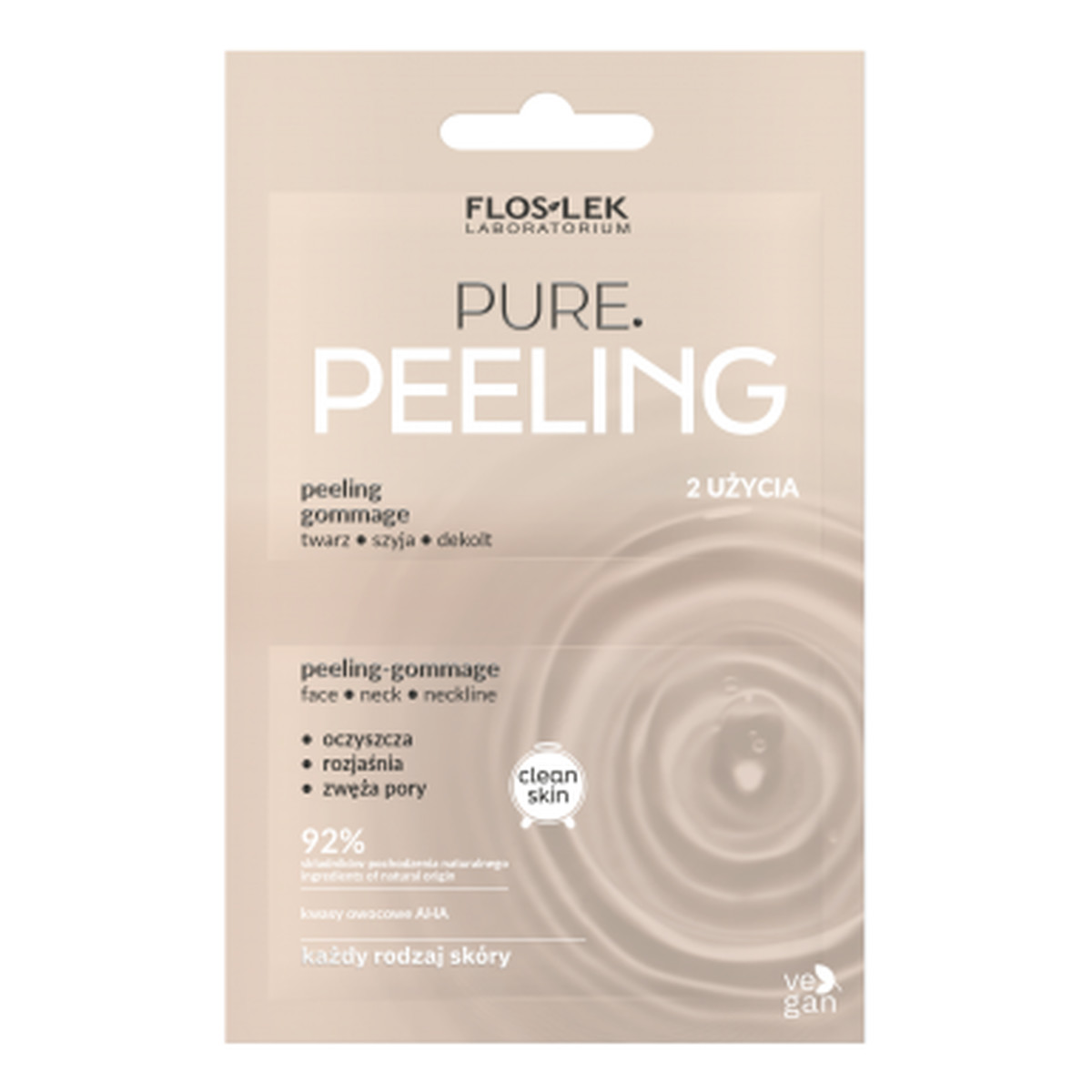 FlosLek Pure. Peeling - gommage twarz szyja dekolt 2x4 ml 8ml