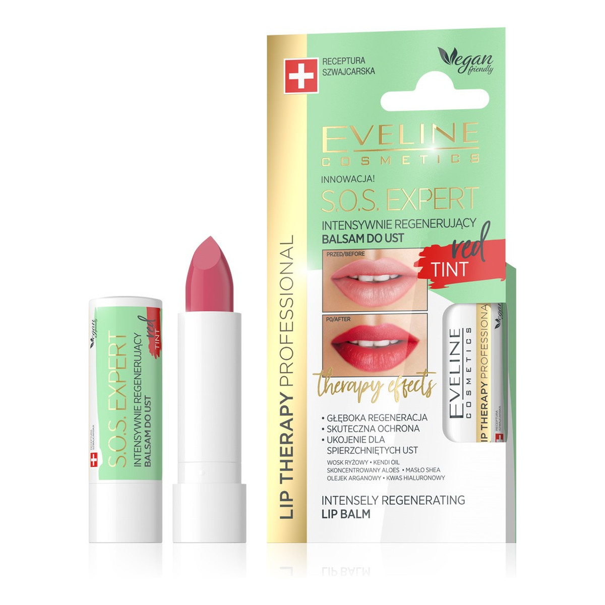 Eveline Lip Therapy S.O.S. Expert Intensywnie regenerujący balsam do ust Tint Red