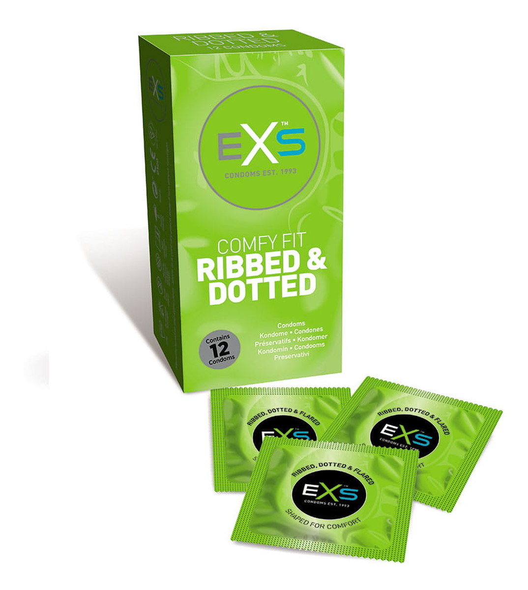 Comfy fit ribbed & dotted condoms prążkowane prezerwatywy z wypustkami 12szt.