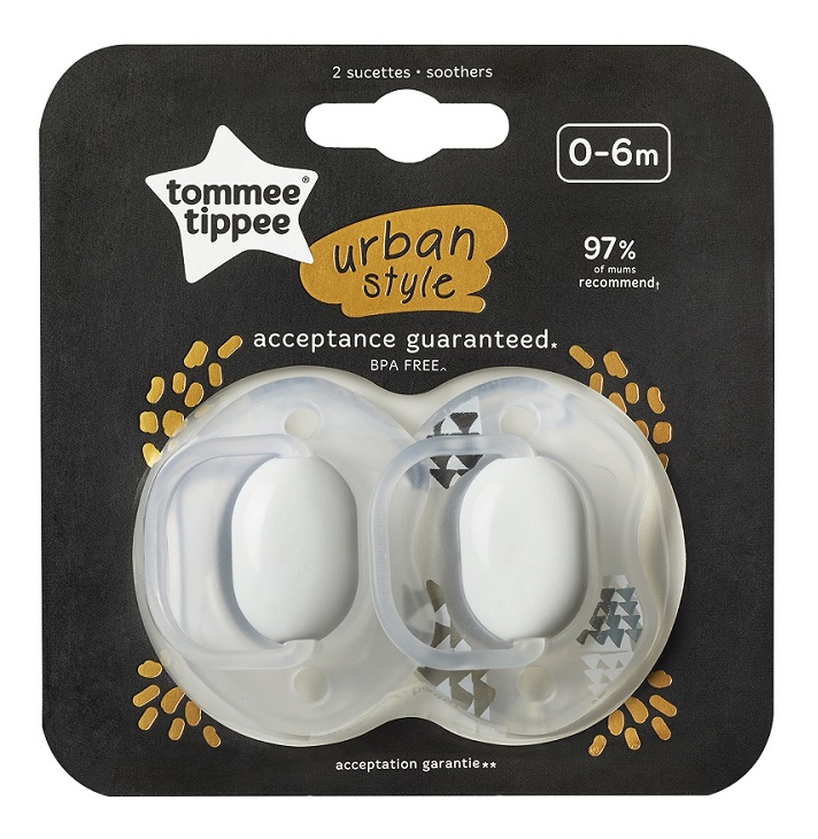 Urban smoczek uspokajający 0-6m neutral 2szt
