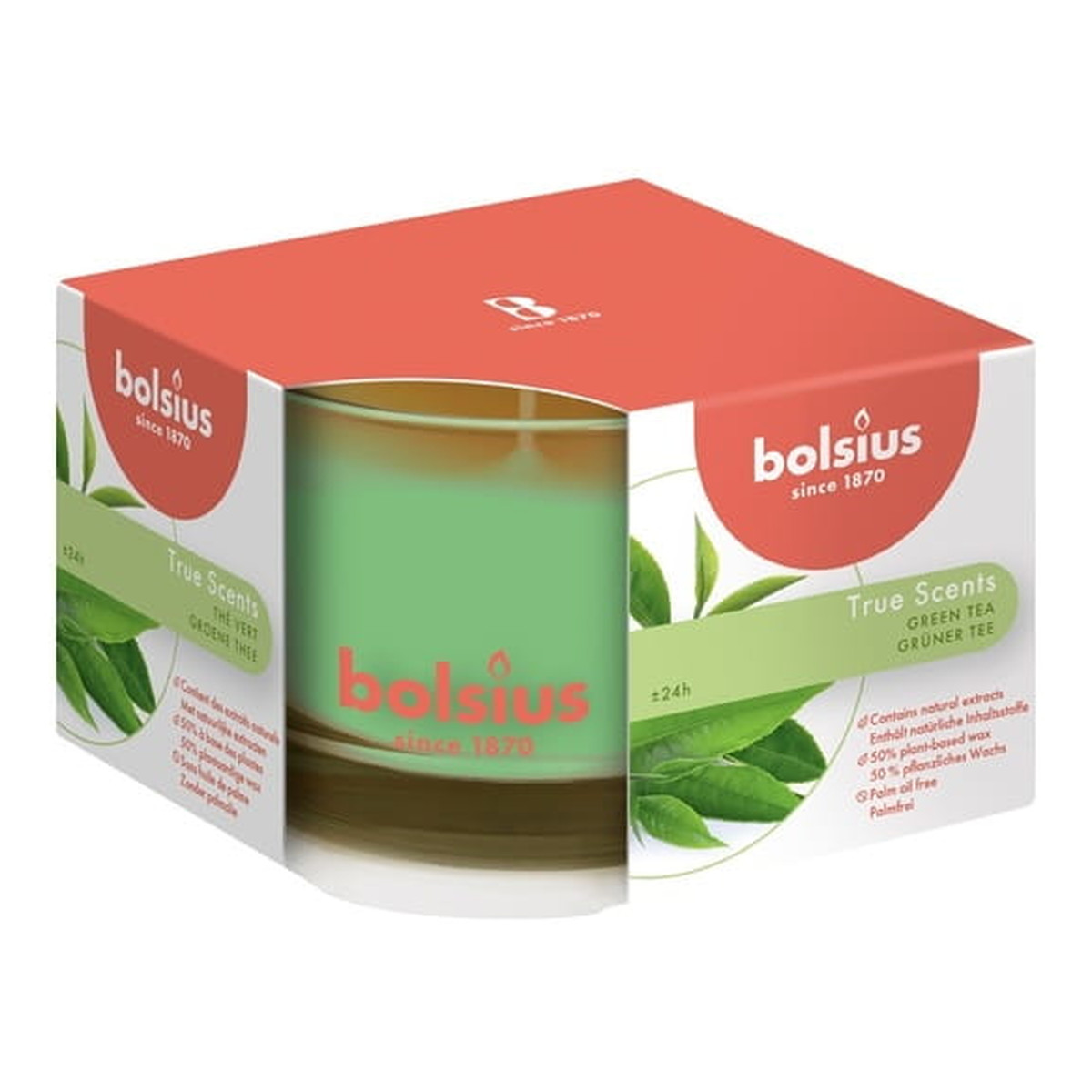 Bolsius True Scents Świeca zapachowa w szkle Zielona Herbata