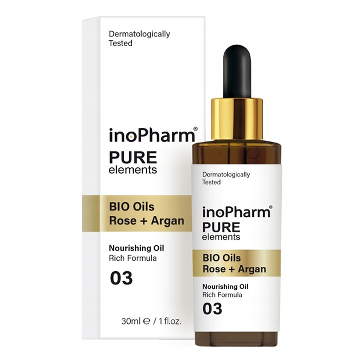 InoPharm PURE elements Serum do twarzy i szyi z organicznymi olejkami różanymi i arganowym 30ml