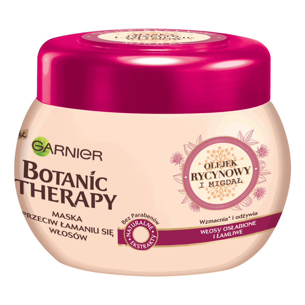 Garnier Botanic Therapy maska wzmacnia włosy łamliwe z Olejkiem Rycynowym i Migdałami 300ml