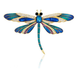 broszka kryształowa szmaragdowa WAŻKA BZ219