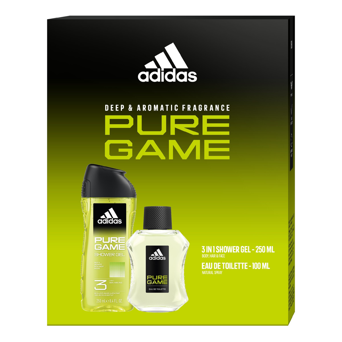Adidas ADIDAS Zestaw prezentowy pure game (woda toaletowa 100ml+żel pod prysznic 3w1 250ml)