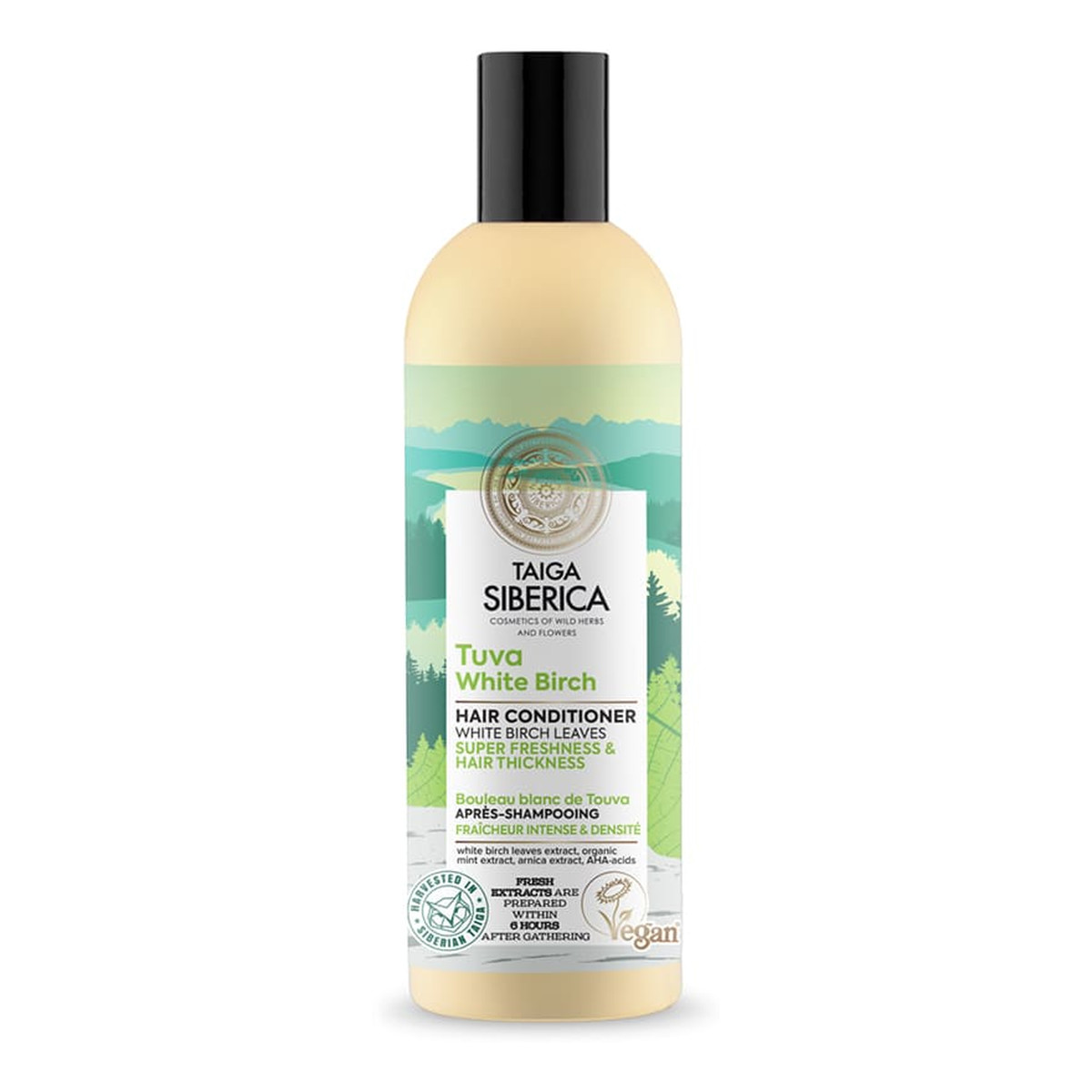 Natura Siberica Taiga siberica tuva white birch wegańska odżywka do włosów z białą brzozą intensywne odświeżenie i pogrubienie włosów 270ml