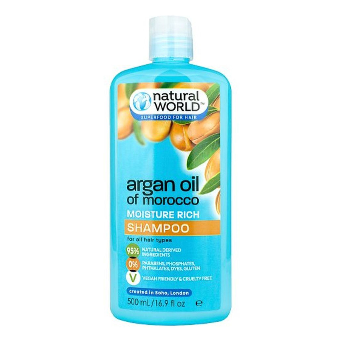 Natural World ARGAN OIL OF MOROCCO Moisture Rich Szampon do włosów z olejkiem arganowym 500ml