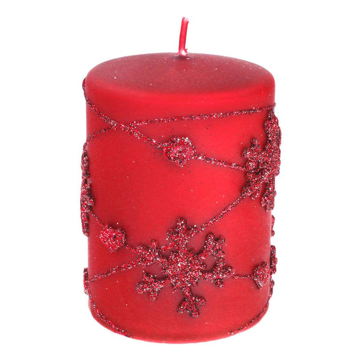Artman Candles Świeca ozdobna Snowflakes czerwona - walec mały